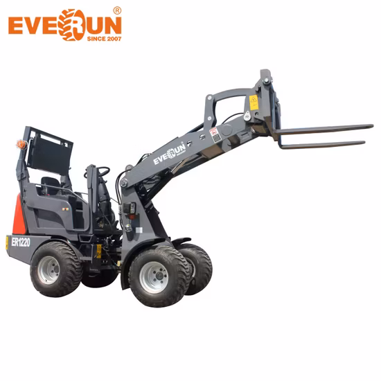 Everun Er1220 1.2ton Mini Pequeño Compacto China Pequeña Agricultura Construcción portátil EPA CE Cargador de ruedas frontal Máquina de movimiento de tierras para la venta